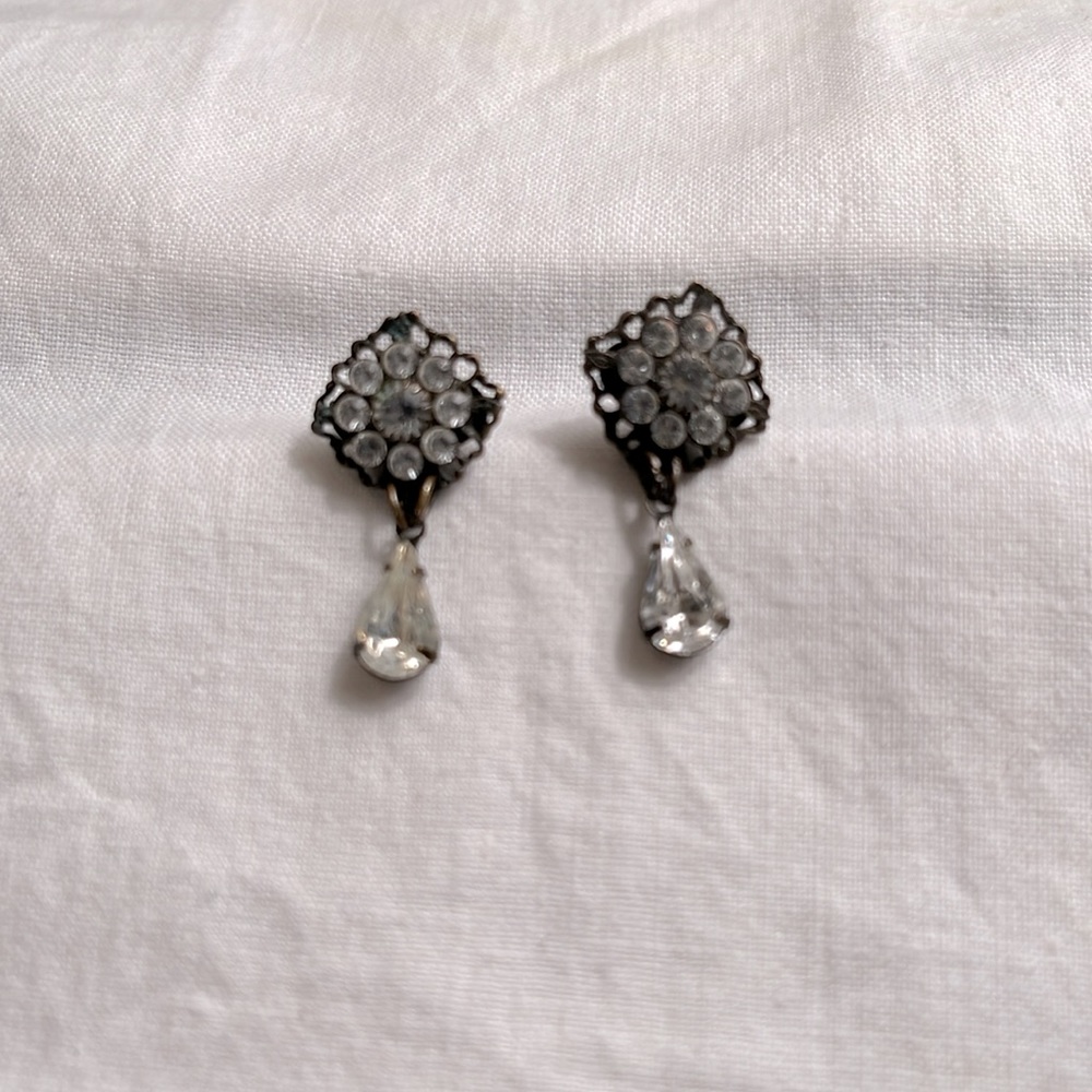 Signed Kenny Ma Earrings from San Francisco with Clear Swarovski Crystals; EUC